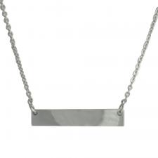 Silver Oval Chain Necklace with Silver Tag